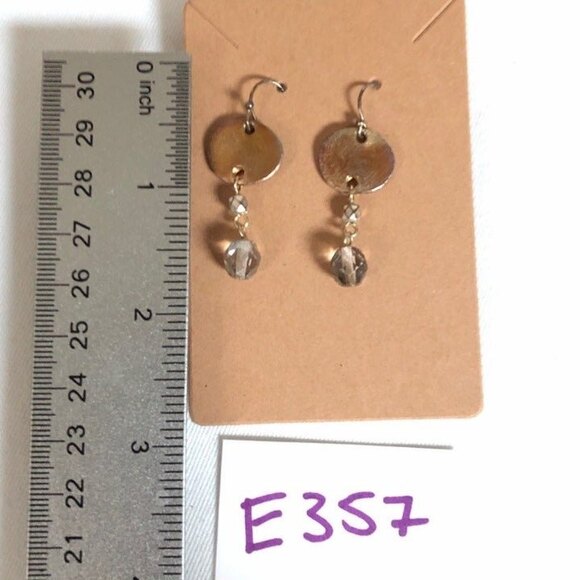 Metallic Gold Tone Oval Dangle Earrings - Picture 4 of 5